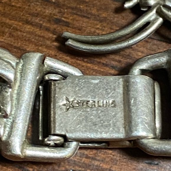 Vintage Sterling Silver Charm Bracelet With Spider Sterling Charm and stone - Picture 8 of 9